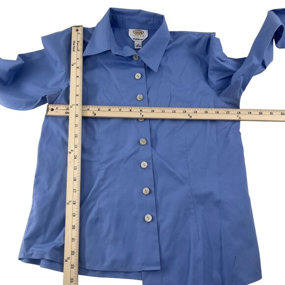Talbots Petites Wrinkle Resistant Blue Button-Down Shirt Size 8 - Picture 4 of 5